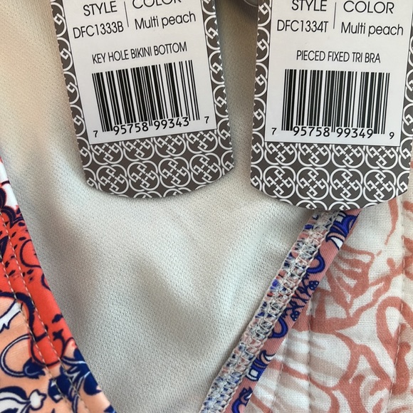 Daisy Fuentes Keyhole Bikini Bottom Pieced Fixed Tri-Bra Bikini Set 6 - Picture 11 of 13